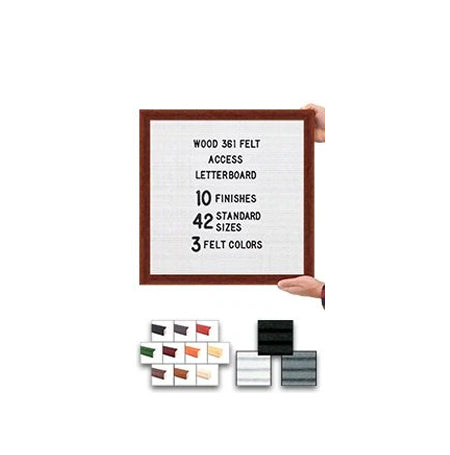 Access Letterboard | Open Face 20x20 Wood Framed Felt Letter Boards in Black, Grey, or White Felt Letter Board Colors Plus 10 Classic Wood 361 Frame Finishes