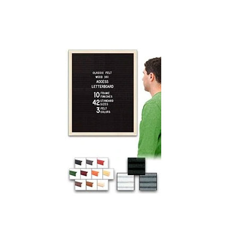 Access Letterboard | Open Face 24x30 Wood Framed Felt Letter Boards in Black, Grey, or White Felt Letter Board Colors Plus 10 Classic Wood 361 Frame Finishes