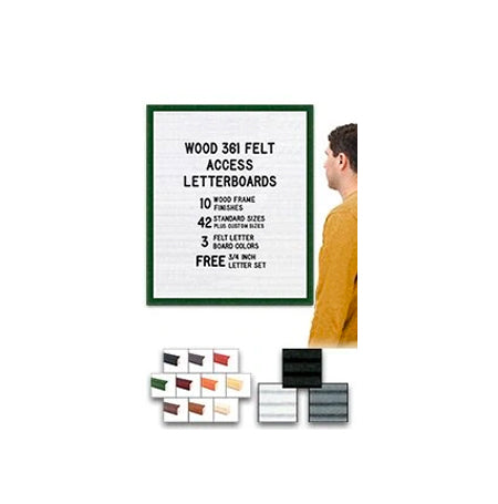 Access Letterboard | Open Face 30x36 Wood Framed Felt Letter Boards in Black, Grey, or White Felt Letter Board Colors Plus 10 Classic Wood 361 Frame Finishes