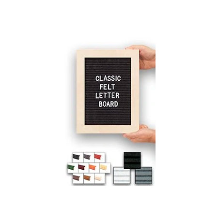 Access Letterboard | Open Face 9x12 Wood Framed Felt Letter Boards in Black, Grey, or White Felt Letter Board Colors Plus 10 Classic Wood 361 Frame Finishes