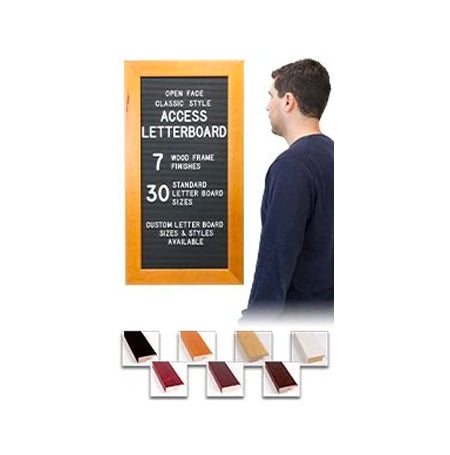 Access Letterboard™ | 16x20 Open Face Framed Vinyl Black Letter Board with Classic Style Wide Wood Frame
