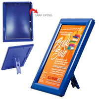5x7 snap open Blue frame, display portrait or landscape with ease | Table Top with Easel Back or Wall Mount