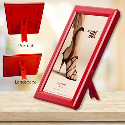 Display Red frame portrait or landscape, snap open all 4 sides to place graphics or photographs