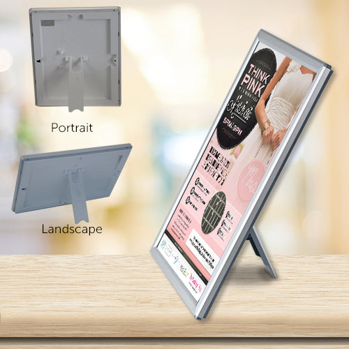 Display Silver frame portrait or landscape, snap open all 4 sides to place 8x10 graphics or photographs