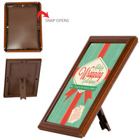 8x10 snap open Wood frame, display portrait or landscape with ease | Table Top with Easel Back or Wall Mount