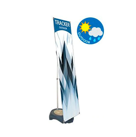 Tracker Adjustable Outdoor Banner Stand Displays Various Banner Sizes