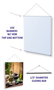 Aluminum Suspended Sliding Bar Banner Displays - 24 Inches Wide