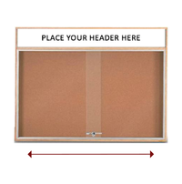 84 x 30 Indoor Enclosed Wood Bulletin Boards with Sliding Glass Doors and Message Header