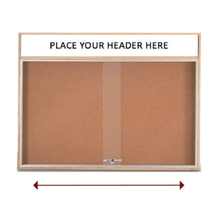 72 x 48 Indoor Enclosed Wood Bulletin Boards with Sliding Glass Doors and Message Header