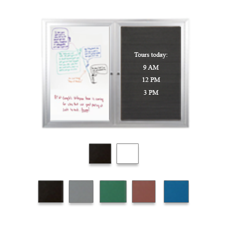Enclosed 2-Door INDOOR Combo Board 48x48 | Changeable FELT Letter Board & Dry Erase Marker Board