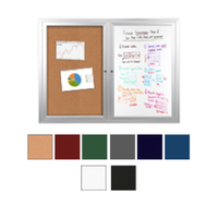 2-Door Outdoor Combo Board 60x48 with Removable Cork Bulletin Board and Dry Erase Markerboard Panels in Magnetic Whiteboard or Black Board