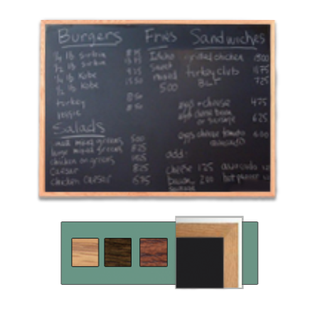 Value Line 30x40 BLACK Chalkboard with Wood Frame in 3 Finishes