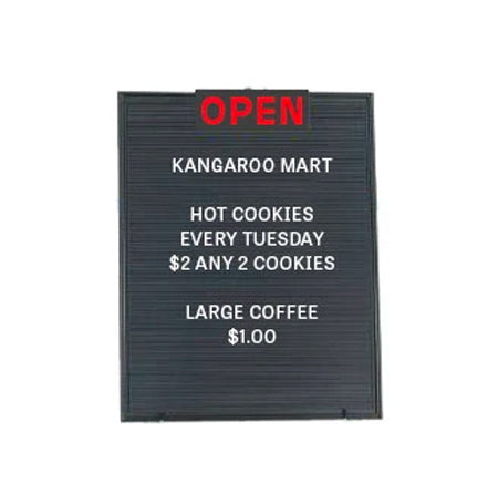 Open Face Black Plastic Letter Board 16 x 20 with Header Accessory