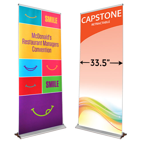 CAPSTONE 33.5" Wide Retractable Banner Stands | Single Sided