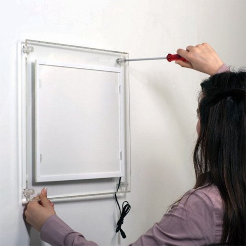 Easy to install, mount clear acrylic onto a wall with a screwdriver. (Circulular Shap is not Shown, but Installation is Accurate)