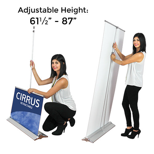 Retractable Crown Bannerstand is Adjustable from 61.5" to 87" High