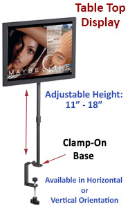 Countertop Clamp Frames - 8 1/2 x 11 Signage Display with Adjustable Height