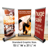 CROWN MINI 15.5" Wide Retractable Banner Stands | Single Sided | Standard Height of 31.5"