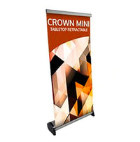 Crown Mini 15.5" Wide Single Sided Silver Tabletop or Floor Bannerstand