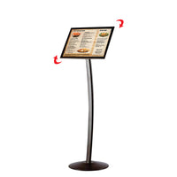 18" by 22" ROTATING floor sign holder comes with a curved post in Black or Silver
