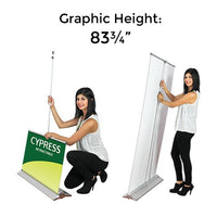 Retractable Cypress Bannerstand Has a Standard FIXED Height of 83.75"