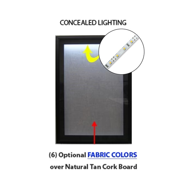 36x36 SwingFrame Designer Wood Framed Lighted Cork Board Display Case 1 Inch Deep