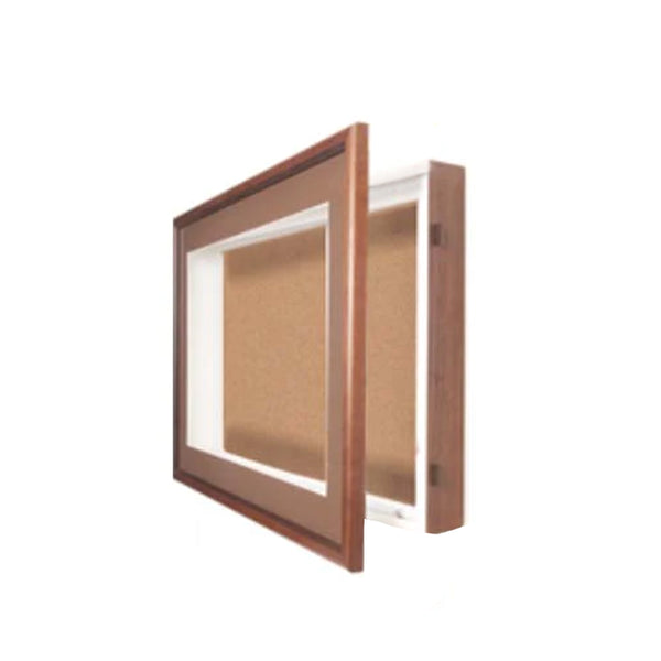 18x24 SwingFrame Designer Wood Framed Lighted Cork Board Display Case 4 Inch Deep