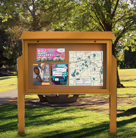 Double Sided 60x24 Enclosed Bulletin Message board is Weather Proof, comes in multiple colors