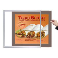 SIDE LOADER SIGN FRAME 10" x 12" WITH 2" WIDE MAT BOARD (SHOWN IN SILVER WITH SAND MATBOARD)