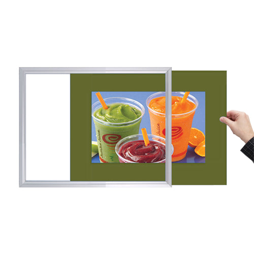 SIDE LOADER SIGN FRAME 10" x 12" WITH 3" WIDE MAT BOARD (SHOWN IN SILVER WITH GREEN MOSS MATBOARD)