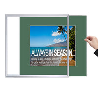SIDE LOADER SIGN FRAME 10" x 12" WITH 4" WIDE MAT BOARD (SHOWN IN SILVER WITH WILLIAMSBURG GREEN MATBOARD)