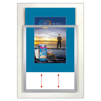 TOP LOADER SIGN FRAME 11" x 14" WITH 4" WIDE MAT BOARD (SHOWN IN SILVER WITH BLUE MAT BOARD)