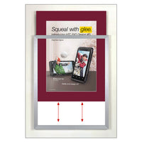 TOP LOADER SIGN FRAME 16" x  20" WITH 3" WIDE MAT BOARD (SHOWN IN SILVER WITH CRANBERRY MAT BOARD)