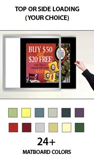 Designer Euro Style Slide In Picture Frame for Posters 8.5x11 + 3" Wide Matboard