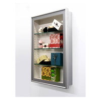 SHADOWBOX FINISH SHOWN: SATIN SILVER WITH GLASS SHELVES