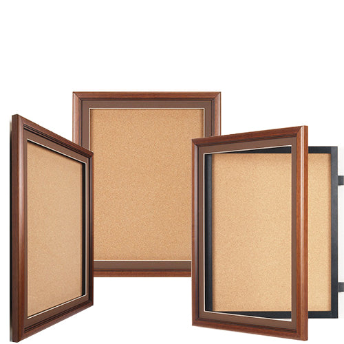 Designer Wood 20" x 20" Enclosed Bulletin Board SwingFrames