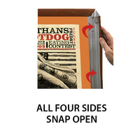 ALL 4 WOOD FRAME RAILS SNAP OPEN FOR EASY CHANGE of POSTERS 12 x 20 
