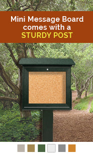 18" by 18" Enclosed double sided message center display with cork board - bottom hinged