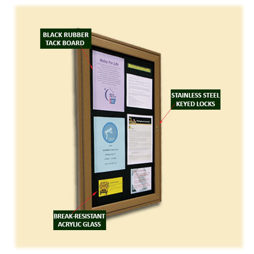 24x36 ECO-Design Indoor Bulletin Board Single Door in 6 Faux Wood Finishes  – PosterDisplays4Sale
