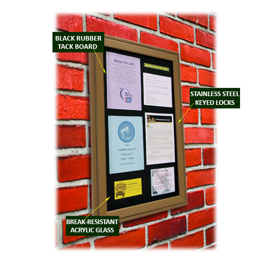 Outdoor Enclosed 24" x 36" Bulletin Cork Message Board with 19.25" x 31" Viewing Area. Eco-Friendly Recycled Plastic Lumber comes in 6 Finishes