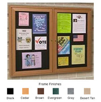 ECO-Design 48x36 Indoor Wall Mount Enclosed Cork Bulletin Board Information Center - Double Door