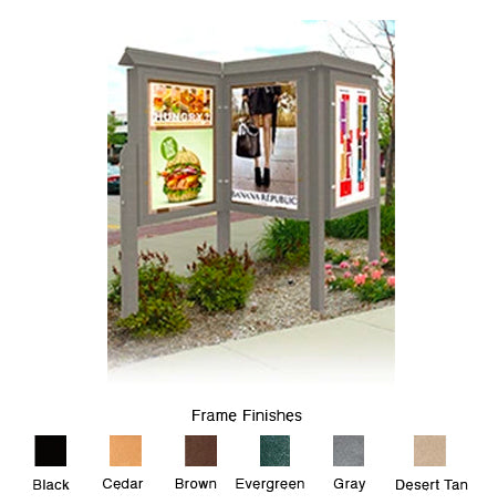 ECO-Design 6-SIDED MULTI-VIEW Kiosk Outdoor Freestanding Information Message Boards