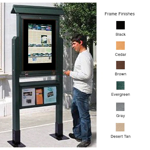 Eco-Design 20x28 Outdoor Freestanding Mid-Range Information Message Center, Double-Sided with Durable, Faux Wood Construction