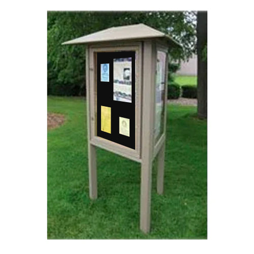28x42 Standing Outdoor Three Sided Cork Board Kiosk Info Center is available in 6 Plastic Lumber Finishes