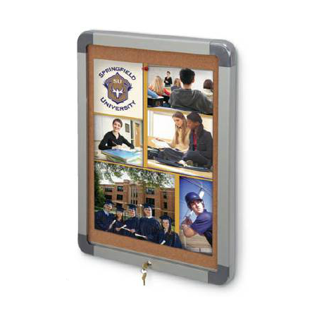 24x36 Elevator Bulletin Boards with Safe Radius Edges | Quick Change, Slim Lockable Lift-Off Frame