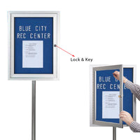 Lockable Easy-Tack Board Pedestal has a Viewing Area of 13" x 19" and perfect for any notices, advertisements, flyers, and other printed materials.