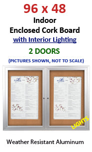Enclosed Indoor 96x48 Bulletin Boards with Lights (Multiple Doors)