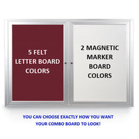 INDOOR ENCLOSED COMBO BOARD 40" x 50" DRY ERASE / LETTER BOARD