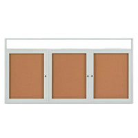 Enclosed Outdoor Bulletin Boards 72 x 24 with Message Header and Radius Edge (3 DOORS)