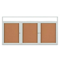 Enclosed Outdoor Bulletin Boards 84 x 30 with Message Header and Radius Edge (3 DOORS)